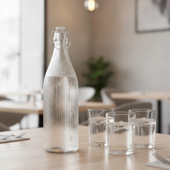 Neville GenWare Glass Striped Swing Bottle 1L/ 35oz 350 x 85mm (H x Dia)
