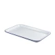 Neville Genware Enamel Serving Tray White with Blue Rim 33.5x23.5x2.2cm