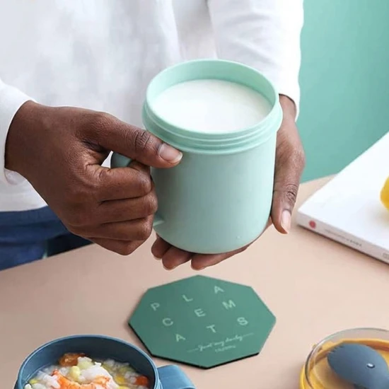 VZ-Morandi Portable Microwave Soup Cup with Sealed Lid and spoon – Leakproof Food Container for Soup, Noodles & Lunch-Mint Green