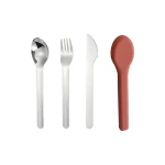 VZ-Stainless Steel 3-Piece Portable Cutlery Set – Knife, Fork & Spoon for Travel, Office & Outdoor Use-Pale pink case