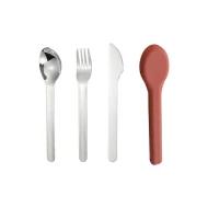 VZ-Stainless Steel 3-Piece Portable Cutlery Set – Knife, Fork & Spoon for Travel, Office & Outdoor Use-Pale pink case
