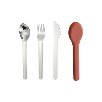 VZ-Stainless Steel 3-Piece Portable Cutlery Set – Knife, Fork & Spoon for Travel, Office & Outdoor Use-Pale pink case