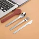 VZ-Stainless Steel 3-Piece Portable Cutlery Set – Knife, Fork & Spoon for Travel, Office & Outdoor Use-Pale pink case