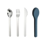 VZ-Stainless Steel 3-Piece Portable Cutlery Set – Knife, Fork & Spoon for Travel, Office & Outdoor Use-Teal case