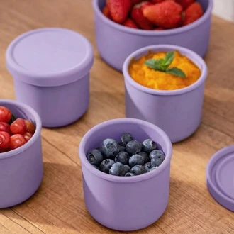VZ-250ml Small Round Silicone Microwave Bowl – Food-Grade Leakproof Lunch Container for Office, School & Picnic (purple)