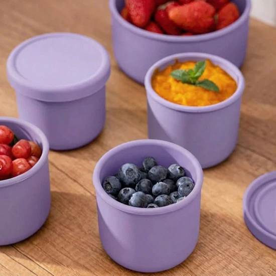VZ-250ml Small Round Silicone Microwave Bowl – Food-Grade Leakproof Lunch Container for Office, School & Picnic (purple)