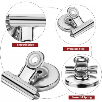 VZ Fridge Circular Magnet With Clip , Silver