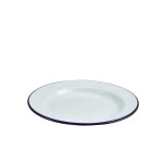 Neville Genware Enamel Wide Rim Plate White & Blue 24cm