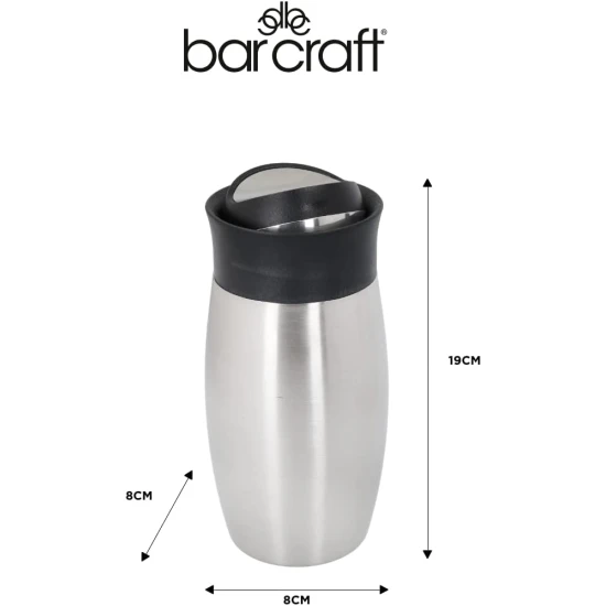 BarCraft Stainless Steel Flip Top Cocktail Shaker, 450ml, Black