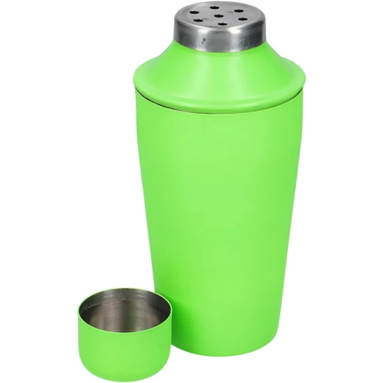 BarCraft Mini Cocktail Shaker, Stainless Steel, Neon Green, 300 ml