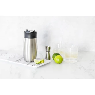 BarCraft Stainless Steel Flip Top Cocktail Shaker, 450ml, Black
