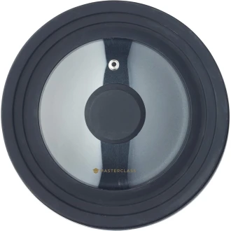 MasterClass 3in1 Lid, Saucepan Lid, Glass and Heat-Resistant Silicone, 16 cm/18 cm/20 cm, Black
