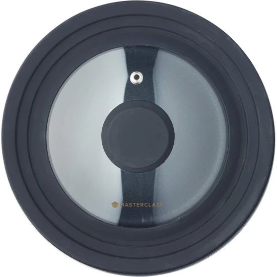 MasterClass 3in1 Lid, Saucepan Lid, Glass and Heat-Resistant Silicone, 16 cm/18 cm/20 cm, Black