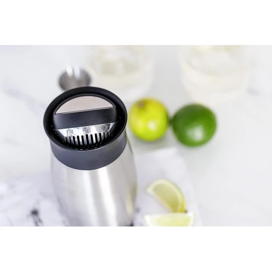 BarCraft Stainless Steel Flip Top Cocktail Shaker, 450ml, Black