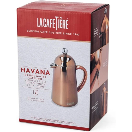 La Cafetière Havana Double-Walled Cafetiere, 3-Cup , Copper, 350ml