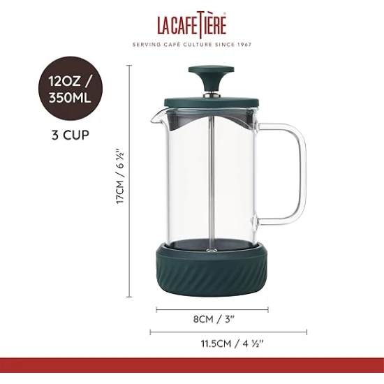 La Cafetière Zero 3 Cup/350ml, Green, Coffee No Mess French Press