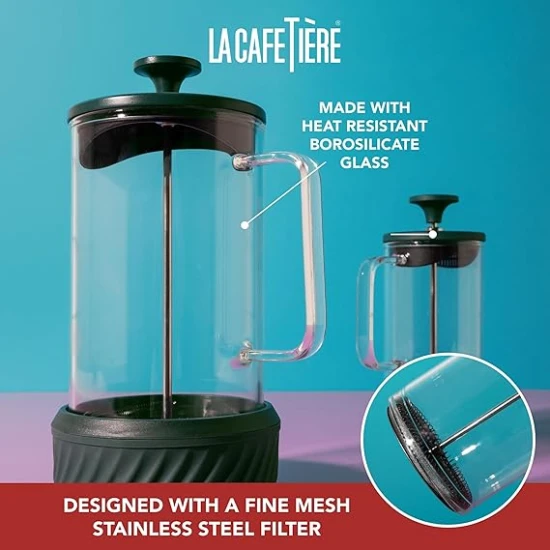 La Cafetière Zero 3 Cup/350ml, Green, Coffee No Mess French Press