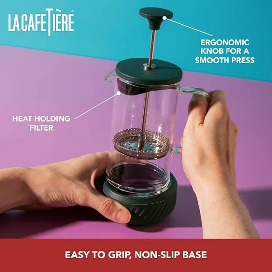 La Cafetière Zero 3 Cup/350ml, Green, Coffee No Mess French Press