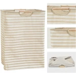 VZ Laundry Basket, Foldable Laundry Hamper, 60 Liters, Khaki and White