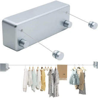  VZ Premium Double Retractable Rustproof Clothesline for Indoor & Outdoor Use,  4.2 Meters Silver