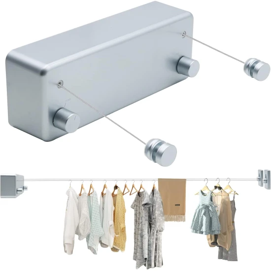  VZ Premium Double Retractable Rustproof Clothesline for Indoor & Outdoor Use,  4.2 Meters Silver