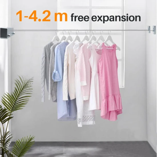  VZ Premium Double Retractable Rustproof Clothesline for Indoor & Outdoor Use,  4.2 Meters Silver