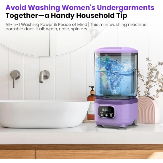 Cordless & Rechargeable Underwear Washer with Laundry Cup – 2 Liters Rechargeable Mini Washing Machine for Bras, Socks & Delicates