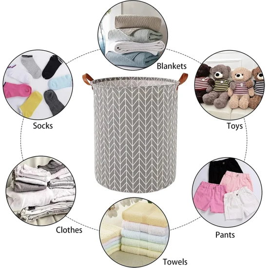 VZ Laundry Basket Foldable, Waterproof , Collapsible Laundry Hamper, 65L, Grey