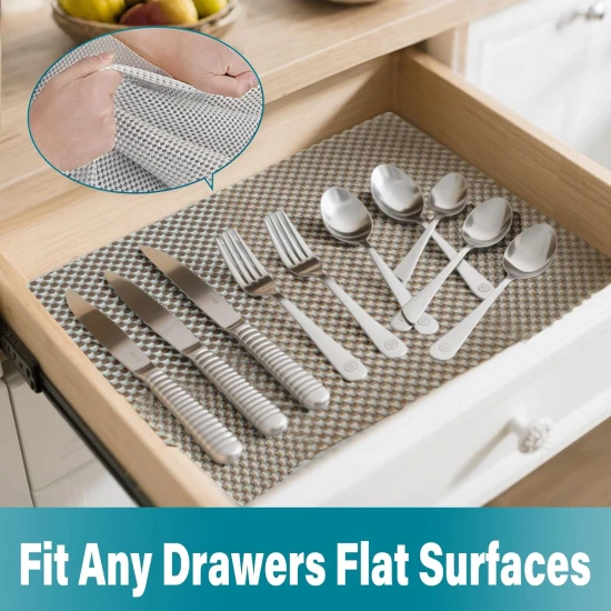VZ Drawer Liners Washable Drawer and Shelf Liners, Non-Slip Non-Adhesive for Kitchen Cabinet Drawer Liners Mat，Sink Protector for Home Office , 30cm x 150cm -Grey