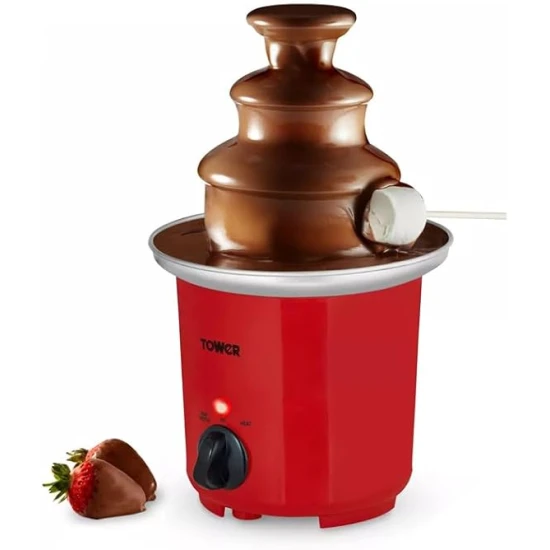 Tower Chocolate Fountain in Red – Three-Tier Hot Chocolate Fondue Maker