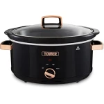 Tower Infinity Slow Cooker with 3 Heat Settings & Keep Warm Function, 6.5L, 300W, Black and Rose Gold