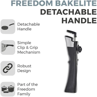 Tower Freedom Detachable Bakelite Handle with Clip and Grip Mechanism, Black