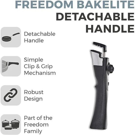 Tower Freedom Detachable Bakelite Handle with Clip and Grip Mechanism, Black