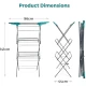 Tower 3 Tier Concertina Clothes Airer with Fold Out Hanger Hooks, 18m Drying Space, Self-Setting Frame, Space- Saving Foldable Design