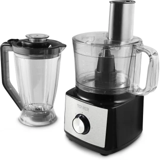 Tower T18008BLK Multi-Function Food Processer & Blender with 2L Mixing Bowl, 1.8L Jug, 2 Speed Settings & Pulse Function, 750W, Black