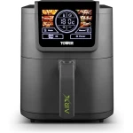 Tower AIRX Digital Single Basket Air Fryer with A.I & Vortx Technology, 6 Cooking Pre-sets, Space Saving Design, 60 Minute Timer, 1500W, Grey,  5 Litre