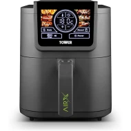 Tower AIRX Digital Single Basket Air Fryer with A.I & Vortx Technology, 6 Cooking Pre-sets, Space Saving Design, 60 Minute Timer, 1500W, Grey,  5 Litre