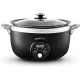 Good Food  GF16010 3.5L Digital Slow Cooker with 3 Heat Settings, Delay Function & Timer, Removable Aluminium Pot, Tempered Glass Lid, Black with Stainless Steel Accents