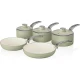 Swan Retro 5 Piece Aluminium Pan Set with Glass Lid, Non-Stick Ceramic Coating, Green