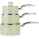 Swan Retro 5 Piece Aluminium Pan Set with Glass Lid, Non-Stick Ceramic Coating, Green