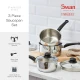 Swan Townhouse 3 Piece Stainless Steel Saucepan Set with 16/18/20cm Saucepans with Glass Lids, Suitable for All Hob Types (including induction), Stainless Steel