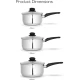 Swan Townhouse 3 Piece Stainless Steel Saucepan Set with 16/18/20cm Saucepans with Glass Lids, Suitable for All Hob Types (including induction), Stainless Steel