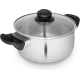 Swan Townhouse 24cm Stainless Steel Casserole Dish with Glass Lid, Suitable for All Hob Types (Including Induction), Dishwasher Safe, Stainless Steel