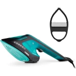 Tower 2-in-1 Hand Garment Steamer with Iron Feature, Digital LED Display, One Temperature Technology, Double Soleplate, 25 Second Heat-up, Black and Teal