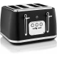 Swan Serenity 4 Slice Toaster with Matt Finish ,6 Browning Levels, Temperature Control, Reheat and Defrost Functions, 2100W, Black