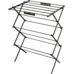 Swan Stealth Ultra-Compact 3 Tier Concertina Airer with 10m of Drying Space, Multiple Heights, Foldable Design, 15kg Weight Capacity, Black