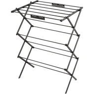 Swan Stealth Ultra-Compact 3 Tier Concertina Airer with 10m of Drying Space, Multiple Heights, Foldable Design, 15kg Weight Capacity, Black