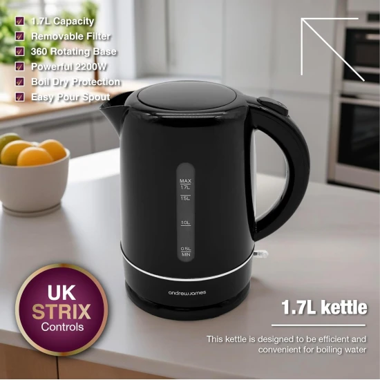 Shop quality Andrew James Quick Boil Electric Kettle with Filter, Stylish Quiet Black Kettle with Rapid Boiling, (Black) in Kenya from vituzote.com Shop in-store or online and get countrywide delivery!