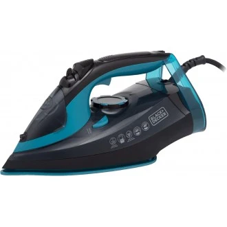 BLACK + DECKER  Steam Iron with Ceramic Soleplate, 2600W, Black and Aqua