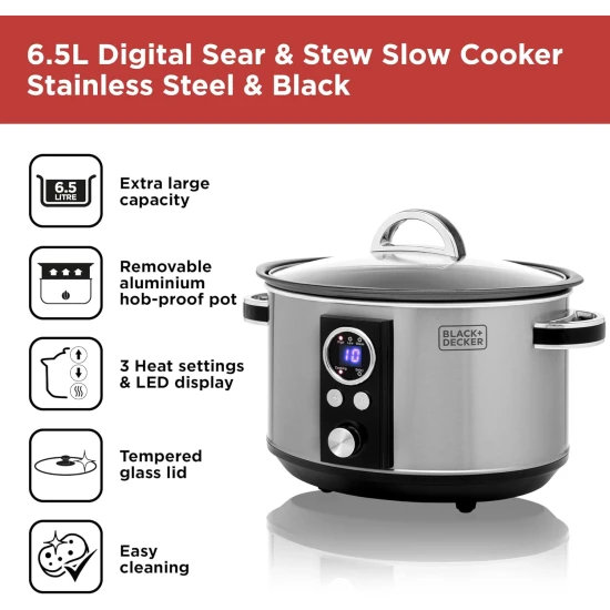 Shop quality Black + Decker 6.5L Digital Sear & Stew Slow Cooker, Stainless Steel & Black in Kenya from vituzote.com Shop in-store or online and get countrywide delivery!